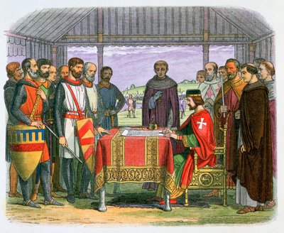 Ilustrace krále Jana podepisujícího Magna Chartu, 19. století od James William Edmund Doyle