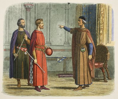 Král Edward I. ohrožuje lorda maršála od James William Edmund Doyle