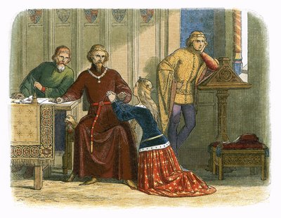 Královna Anne se přimlouvá u Gloucestera a Arundelu za sira Simona Burleyho od James William Edmund Doyle