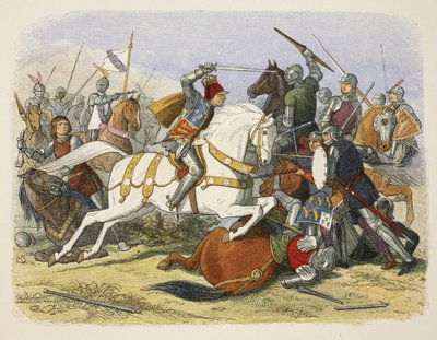 Richard III. na Bosworthském poli, 22. srpna 1485, z knihy A Chronicle of England BC 55 to AD 1485, pub. Londýn, 1863 od James William Edmund Doyle
