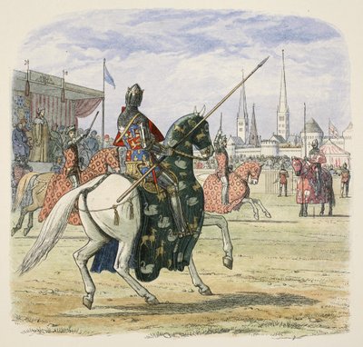 Richard II zastaví souboj mezi Herefordem a Norfolkem, od A Chronicle of England BC 55 do AD 1485, hospoda. Londýn od James William Edmund Doyle
