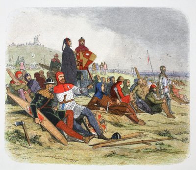 Angličané čekají na Francouze v bitvě u Crecy, Francie 1346 1864 od James William Edmund Doyle