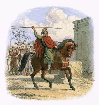 Velekněz Coifi znesvěcuje chrám idolů od James William Edmund Doyle