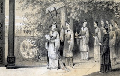 Císařovna a její služebníci postupují do chrámu z morušového háje, 1847. od James William Giles
