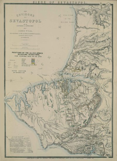 Mapa okolí Sevastopolu, 1854 od James Wyld