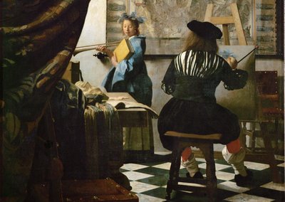 Malíř a jeho model jako Klio (olej na plátně) od Jan (1632-75) Vermeer