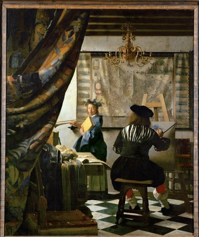 Malíř a jeho model jako Klio (olej na plátně) od Jan (1632-75) Vermeer