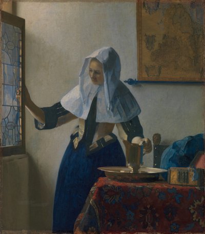 Mladá žena se džbánem na vodu, cca 1662 (olej na plátně) od Johannes Vermeer