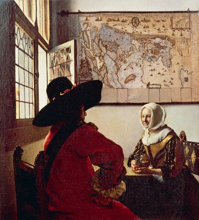 Voják a smějící se dívka od Johannes Vermeer