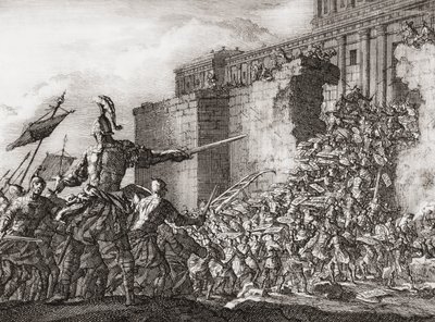 Pompeius útočí na jeruzalémský chrám v roce 63 př.nl (tisk) od Jan (after) Luyken