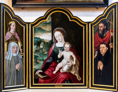 Panna s dítětem se svatou Kateřinou, svatým Janem Křtitelem a dárci od Jan (c.1472-c.1533) Gossaert