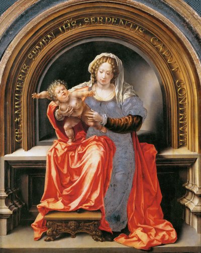 Panna a dítě - Jan Gossaert (Gossart, dit Mabuse) (asi 1478-1532). Olej na dřevě, cca 1526-1527. Rozměr: 30,6 x 24,5 cm. Uměleckohistorické muzeum, Vienne od Jan (c.1472 c.1533) Gossaert