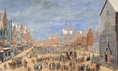 Vesnická ulice s hostincem na jaře (kvaš na papíře) od Jan (follower of) Brueghel