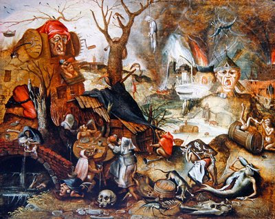 A Vision of Hell (olej na panelu) od Jan (follower of) Mandijn