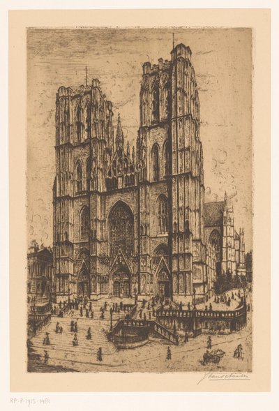Katedrála svatého Michaela a svaté Guduly v Bruselu od Jan Antonius van Schooten (signed by artist)