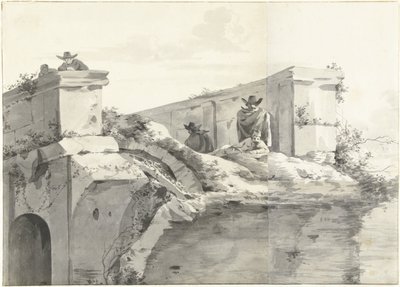 Pohled na okraj Ponte Rotto v Římě od Jan Asselijn (copy after)