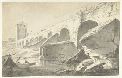 Ponte Molle te Rome (?) od Jan Asselijn