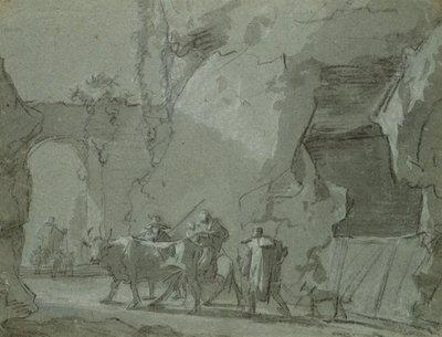Shepherds in Front of an Archway, cca 1650-52 (indický inkoust a křída na papíře) od Jan Asselijn