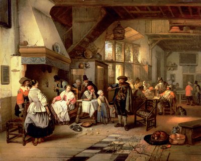 Interiér krčmy se slepým houslistou, 1844 (detail viz 76798) od Jan August Hendrik Leys