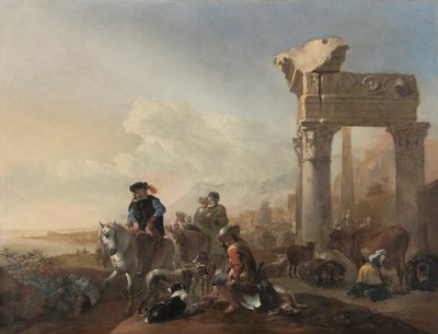 Lovci v blízkosti ruin od Jan Baptist Weenix