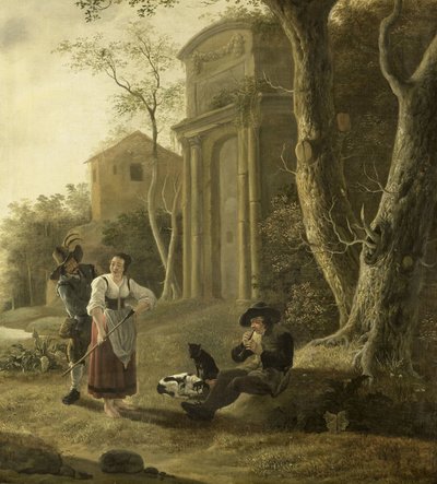 The Piper (Scepherd Scéna s Shawm Playerem hráč na flétnu) od Jan Baptist Wolfaerts