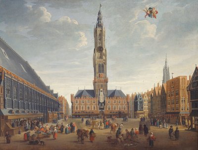 The Markt, Bruggy, cca 1691-1700 (olej na panelu) od Jan Baptist van Meunincxhove
