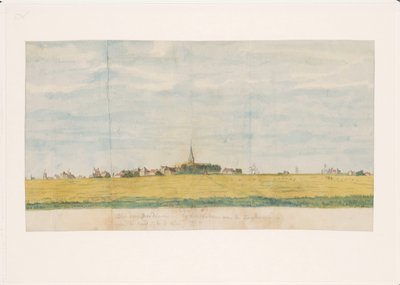 Vesnice Overdiem poblíž Amsterdamu na Zuyderzee, při pohledu ze strany země (název na objektu) od Jan Brandes