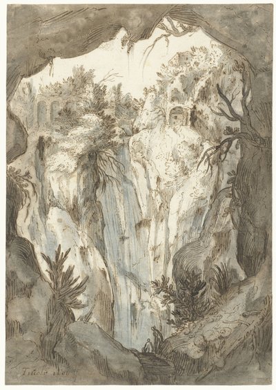 Tivoli vodopád viděný z jeskyně od Jan Brueghel (I) (attributed to)