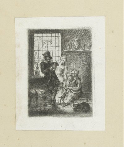 Interiér klade een gezin The Compleat Work of Etchings od Johna Chalona / Oeuvre Complette des Eaux Fortes par Jean Chalon (název série) od Jan Chalon