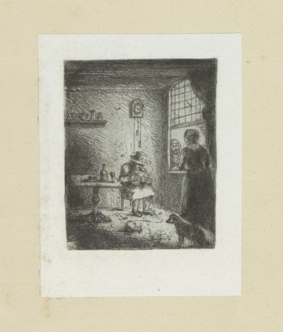 Interiér klade lezende člověka The Compleat Work of Etchings od Johna Chalona / Oeuvre Complette des Eaux Fortes par Jean Chalon (název série) od Jan Chalon