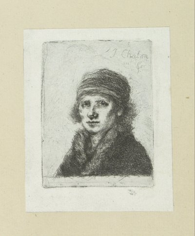 Jonge man klade bontkraag The Compleat Work of Etchings od Johna Chalona / Oeuvre Complette des Eaux Fortes par Jean Chalon (název série) od Jan Chalon