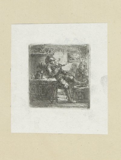 Muž klade pijp The Compleat Work of Etchings od Johna Chalona / Oeuvre Complette des Eaux Fortes par Jean Chalon (název série) od Jan Chalon