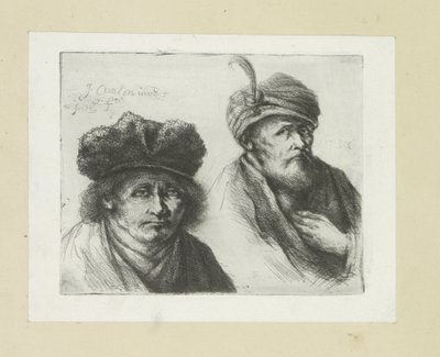 Twee mannen vkládá motyku do tulbandu The Compleat Work of Etchings od Johna Chalona / Oeuvre Complette des Eaux Fortes par Jean Chalon (název série) od Jan Chalon