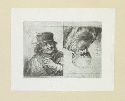 Twee mansportretten The Compleat Work of Etchings od Johna Chalona / Oeuvre Complette des Eaux Fortes par Jean Chalon (název série) od Jan Chalon