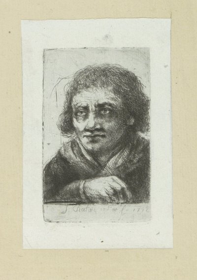 Dospělý muž, jeho pravá ruka je vidět The Compleat Work of Etchings od Johna Chalona / Oeuvre Complette des Eaux Fortes od Jeana Chalona (název série) od Jan Chalon