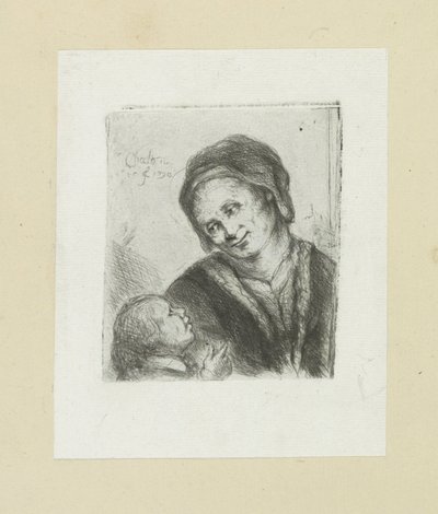 Vrouw en kind The Compleat Work of Etchings od Johna Chalona / Oeuvre Complette des Eaux Fortes par Jean Chalon (název série) od Jan Chalon