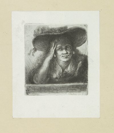 Vrouw nasadí kulatou motyku The Compleat Work of Etchings od Johna Chalona / Oeuvre Complette des Eaux Fortes par Jean Chalon (název série) od Jan Chalon