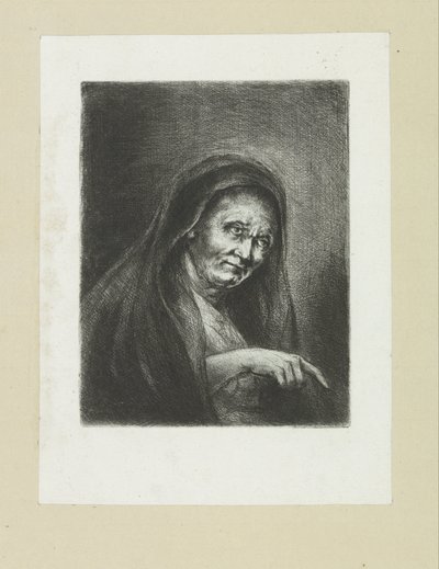 Wijzende oude vrouw The Compleat Work of Etchings od Johna Chalona / Oeuvre Complette des Eaux Fortes par Jean Chalon (název série) od Jan Chalon