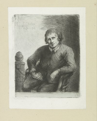 Sedí vedle sloupu The Compleat Work of Etchings od Johna Chalona / Oeuvre Complette des Eaux Fortes par Jean Chalon (název série) od Jan Chalon