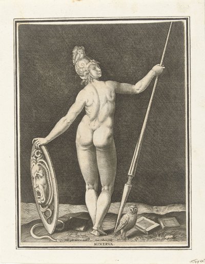 Minerva (název na objektu) Judgment of Paris (název série) od Jan Collaert (II)