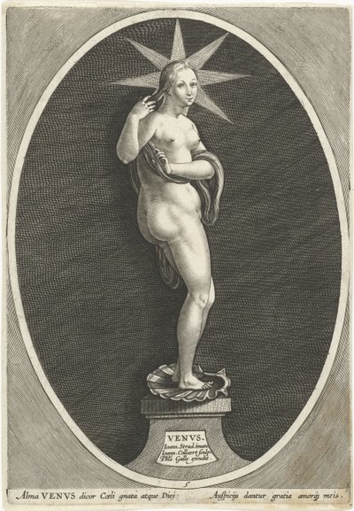 Venuše Venvs (název na objektu) Zeven the good planet (název série) Septem Planetae (název série) od Jan Collaert (II)