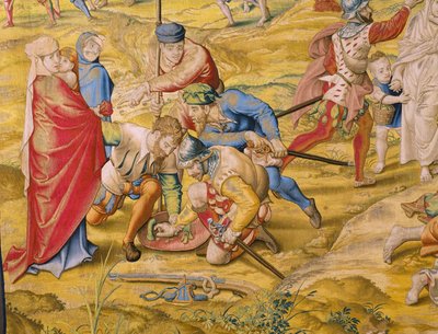 Vlámský gobelín. Seriál Dobytí Tunisu: Dobytí Tunisu. Karikaturista Jan Cornelisz Vermeyen. Studio Willem de Pannemaker, Brusel. Cca 1545. Detail. od Jan Cornelisz Vermeyen