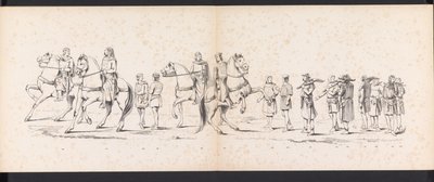 Maškaráda leidenských studentů, 1865 (deska 10) Krojovaný průvod členů leidenského studentského sboru 6. června 1865 na oslavu 290. výročí Leidsche Hoogeschool, zobrazující: vstup Holanďanů b od Jan Daniël Cornelis Carel Willem baron de Constant Rebecque