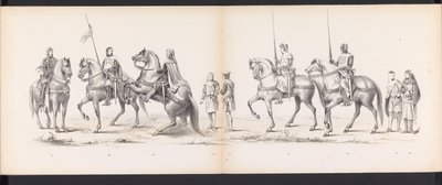 Maškaráda leidenských studentů, 1865 (deska 14) Krojovaný průvod členů leidenského studentského sboru 6. června 1865 na oslavu 290. výročí Leidsche Hoogeschool, zobrazující: vstup Holanďanů b od Jan Daniël Cornelis Carel Willem baron de Constant Rebecque