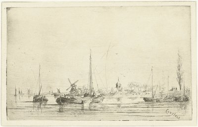 Pohled na řeku s věží kostela od Jan Daniël Cornelis Carel Willem baron de Constant Rebecque