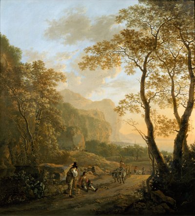 Krajina s odpočívajícími cestovateli a Oxcart, c. 1645 od Jan Dirksz Both