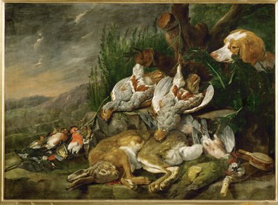 Zajíci a ptáci pozorovaní psem (malba na plátně) od Jan Fyt