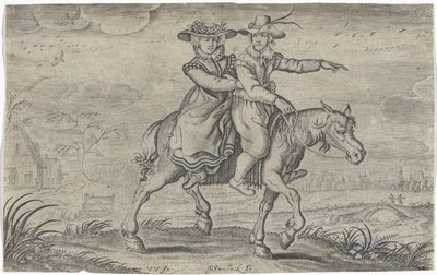 Muž a žena na koni od Jan Gerritsz Swelinck