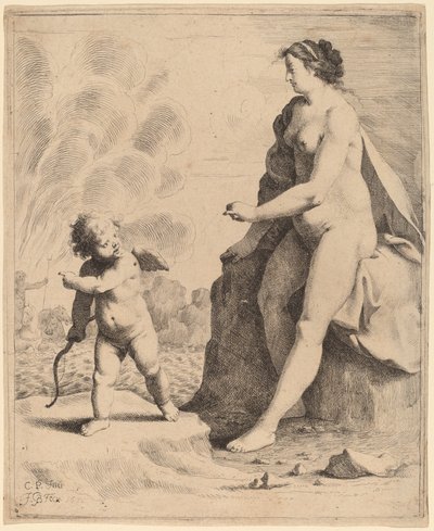 Venuše a Amor od Jan Gerritsz van Bronckhorst after Cornelis