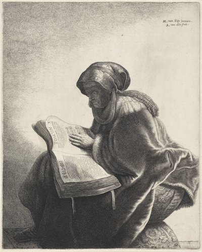Stará žena čte od Jan Gillisz. van Vliet